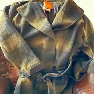 Frye Black and Brown Wool-Blend Coat